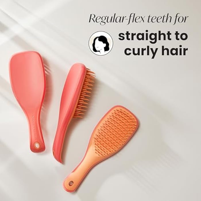 Tangle Teezer Mini The Ultimate Detangler Hairbrush |Gentle on Wet Hair | Two-Tiered Teeth & Comfortable Handle | Ideal for Kids And Travel | Reduces Knots & Breakage | Salmon Pink & Apricot - Image 3